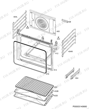 Взрыв-схема плиты (духовки) Electrolux EOB3454AOX - Схема узла Oven